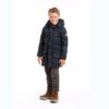 Winter down parka jacket DAIKI in DARK BLUE KAMO
